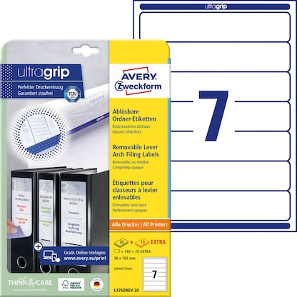 Artikelbild 22 für 210 AVERY Zweckform Ordneretiketten L4760REV-20 weiß, Artikelnummer 295067