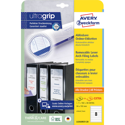 Artikelbild 2 für 240 AVERY Zweckform Ordneretiketten L6060REV-20 weiß, Artikelnummer 295050