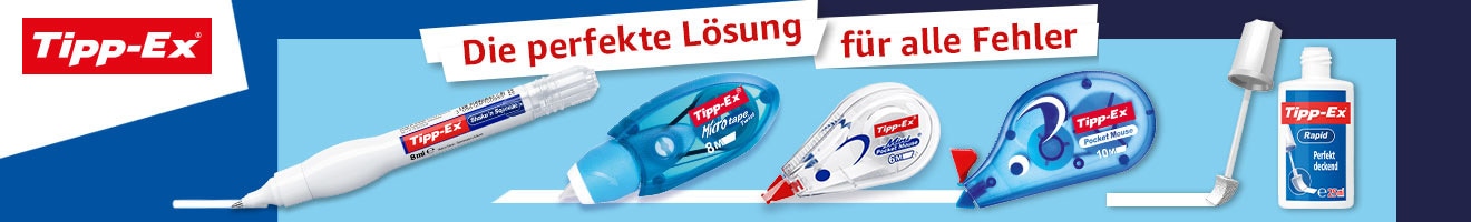 Tipp-Ex Markenshop - Tipp-Ex Korrekturprodukte: Korrekturroller, Flüssigkorrektur, Korrekturband und Korrekturflüssigkeit