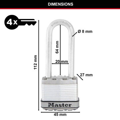 Artikelbild 2 für Master Lock® Vorhängeschloss M1EURDLJ silber, Artikelnummer 727451