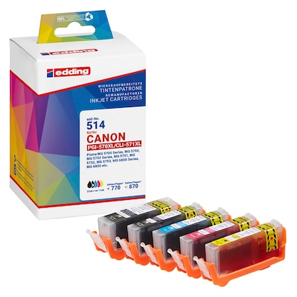 Artikelbild 13 für edding EDD-514 schwarz, cyan, magenta, gelb Druckerpatronen kompatibel zu Canon PGI-570XL/CLI-571XL BK/C/M/Y, 5er-Set, Artikelnummer 295061