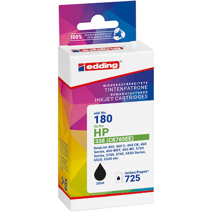 Artikelbild 2 für edding EDD-180 schwarz Druckerpatrone kompatibel zu HP 338 (C8765E), Artikelnummer 108241