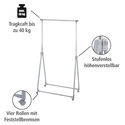 Artikelbild 6 für WENKO Kleiderständer silber Metall 88,0 x 100,0 - 168,0 cm, Artikelnummer 665782