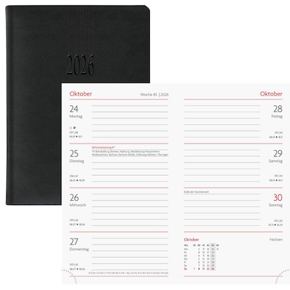 Artikelbild 7 für Lediberg Taschenkalender Wochenplaner 2026 schwarz, Artikelnummer 550966