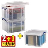 Artikelbild 1 für 2 + 1 GRATIS: Really Useful Box Aufbewahrungsboxen 35,0 l transparent 48,0 x 39,0 x 31,0 cm + GRATIS 1 St., Artikelnummer 341166