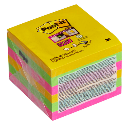 Artikelbild 2 für Post-it® Super Sticky Z-Notes Carnival Haftnotizen extrastark R3306SR farbsortiert, 6 Blöcke, Artikelnummer 200860