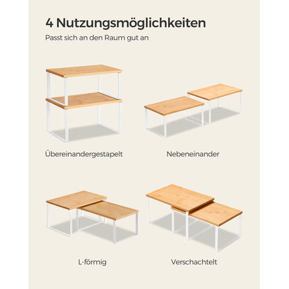 SONGMICS Kchen-Organizer bambus, wei 29,7 x 19,5/18,5 x 15,8/13,7 cm, 2  St. | office discount