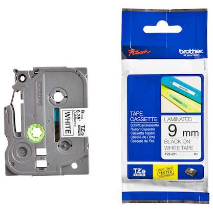 Artikelbild für brother Schriftband TZe-221 TZE221, 9 mm schwarz auf weiß, Artikelnummer 653139