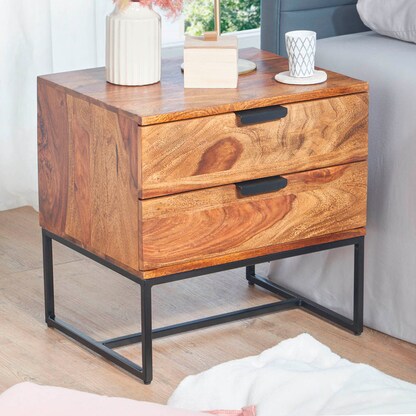 Artikelbild 3 für WOHNLING Nachttisch Massivholz sheesham 40,0 x 50,0 x 51,0 cm, Artikelnummer 166738