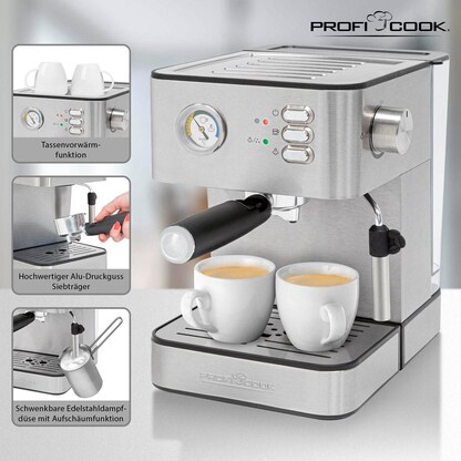 Artikelbild 6 für ProfiCook PC-ES 1209 Siebträgermaschine silber, Artikelnummer 299489