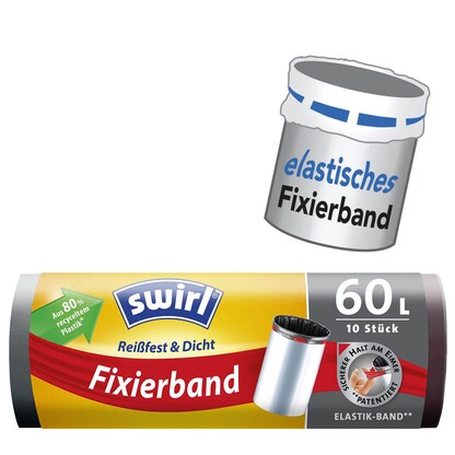 Artikelbild 4 für swirl® Müllbeutel Reißfest & Dicht 5022 60,0 l schwarz, 10 St., Artikelnummer 655427
