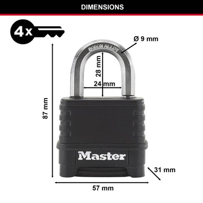 Artikelbild 2 für Master Lock® Vorhängeschloss M178EURD schwarz, Artikelnummer 727592