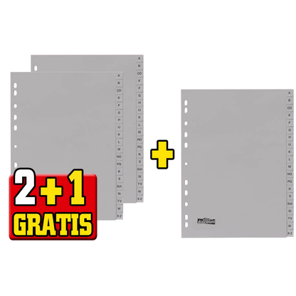 Artikelbild 22 für 2 + 1 GRATIS: office discount Ordnerregister DIN A4 Vollformat A-Z grau 20-teilig, 2 Satz + GRATIS 1 Satz, Artikelnummer 715243