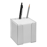 Artikelbild 1 für Zettelbox mit Stiftehalter transparent inkl. 850 Notizzettel weiß, Artikelnummer 332080