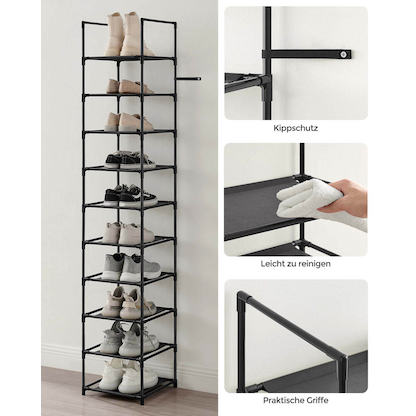 Artikelbild 7 für SONGMICS Schuhregal schwarz 33,0 x 33,0 x 173,0 cm, Artikelnummer 260939
