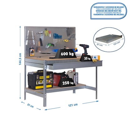 Artikelbild 2 für Simonrack Werkbank SIMONWORK BT2 BOX silber 1 Schublade 121,0 x 61,0 x 144,5 cm, Artikelnummer 358289
