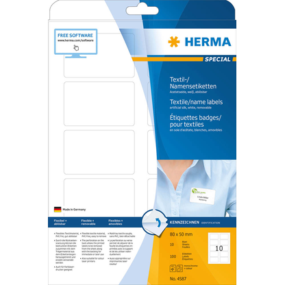 Artikelbild 2 für 100 HERMA Namensetiketten 4587 weiß 80,0 x 50,0 mm, Artikelnummer 781950