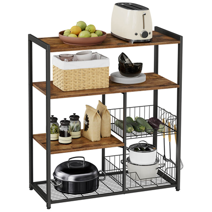 Artikelbild 3 für VASAGLE Küchen-Organizer vintage-braun, schwarz 80,0 x 35,0 x 95,0 cm, Artikelnummer 439857