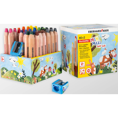Artikelbild 2 für EBERHARD FABER MiniMaxi 3in1 40er Box Buntstifte farbsortiert, 40 St., Artikelnummer 443709