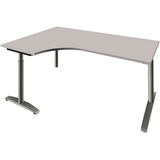 Artikelbild 1 für fm Sidney höhenverstellbarer Schreibtisch lichtgrau Bogenform, C-Fuß-Gestell Rundrohr silber 180,0 x 80,0 cm, Artikelnummer 565585