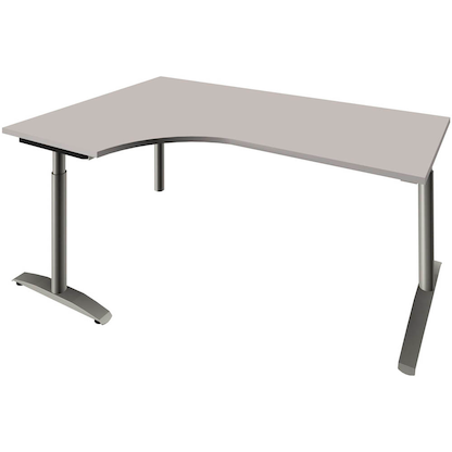 Artikelbild für fm Sidney höhenverstellbarer Schreibtisch lichtgrau Bogenform, C-Fuß-Gestell Rundrohr silber 180,0 x 80,0 cm, Artikelnummer 565585