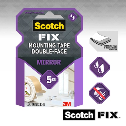 Artikelbild 6 für Scotch FIX™ MIRROR doppelseitiges Klebeband 19,0 mm x 1,5 m, 1 Rolle, Artikelnummer 570779