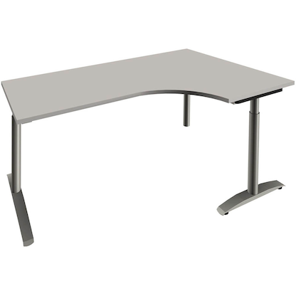 Artikelbild 2 für fm Sidney höhenverstellbarer Schreibtisch lichtgrau Bogenform, C-Fuß-Gestell Rundrohr silber 180,0 x 80,0 cm, Artikelnummer 565585
