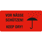 Artikelbild 1 für 250 EICHNER Warnetiketten rot »Vor Nässe schützen!« 100,0 x 50,0 mm, Artikelnummer 486664