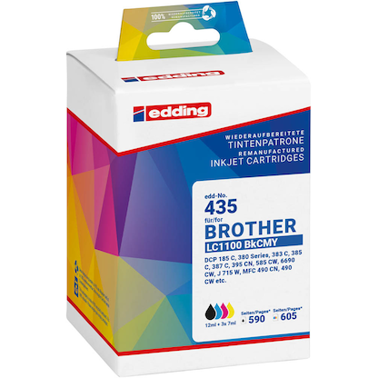 Artikelbild 2 für edding EDD-435 schwarz, cyan, magenta, gelb Druckerpatronen kompatibel zu brother LC-1100BK/C/M/Y, 4er-Set, Artikelnummer 283806