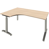 Artikelbild 1 für fm Sidney höhenverstellbarer Schreibtisch akazie Bogenform, C-Fuß-Gestell Quadratrohr silber 180,0 x 80,0 cm, Artikelnummer 565467