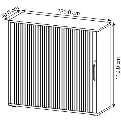 Artikelbild 2 für HAMMERBACHER Rollladenschrank buche, silber 2 Fachböden 120,0 x 40,0 x 110,0 cm, Artikelnummer 195730