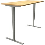 Artikelbild 1 für fm Sidney elektrisch höhenverstellbarer Schreibtisch buche rechteckig, T-Fuß-Gestell silber 180,0 x 80,0 cm, Artikelnummer 135667