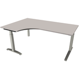 Artikelbild 1 für fm Sidney höhenverstellbarer Schreibtisch lichtgrau Bogenform, C-Fuß-Gestell Quadratrohr silber 180,0 x 80,0 cm, Artikelnummer 565493