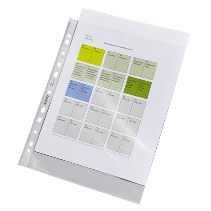 Artikelbild 10 für AKTION: 100 LEITZ Prospekthüllen 4790 DIN A4 transparent genarbt 0,09 mm, Artikelnummer 663957