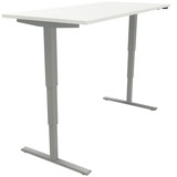 Artikelbild 1 für fm Sidney elektrisch höhenverstellbarer Schreibtisch weiß rechteckig, T-Fuß-Gestell silber 180,0 x 80,0 cm, Artikelnummer 135812