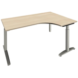 Artikelbild 1 für fm Sidney höhenverstellbarer Schreibtisch akazie Bogenform, C-Fuß-Gestell Quadratrohr silber 180,0 x 80,0 cm, Artikelnummer 565602