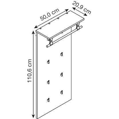 Artikelbild 3 für MÖBELPARTNER Wandgarderobe Loft 157121 eiche Holz 8 Haken 50,0 x 110,6 cm, Artikelnummer 255206