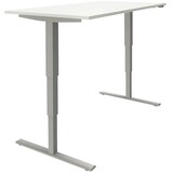 Artikelbild 1 für fm Sidney elektrisch höhenverstellbarer Schreibtisch weiß rechteckig, T-Fuß-Gestell silber 160,0 x 80,0 cm, Artikelnummer 135824