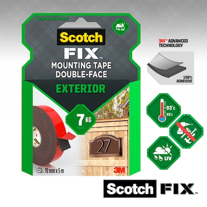 Artikelbild 4 für Scotch FIX™ EXTERIOR doppelseitiges Klebeband 19,0 mm x 5,0 m, 1 Rolle, Artikelnummer 570848