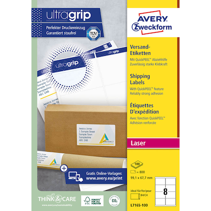 Artikelbild 2 für 800 AVERY Zweckform Versandetiketten L7165-100 weiß 99,1 x 67,7 mm, Artikelnummer 358028