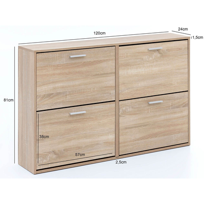 Artikelbild 2 für WOHNLING Schuhschrank, WL5.828 sonoma-eiche 4 Fachböden 120,0 x 24,0 x 81,0 cm, Artikelnummer 907644