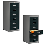 Artikelbild 1 für mauser client entry Karteischrank alu, anthrazitgrau 6 Schubladen 55,2 x 60,0 x 135,0 cm, Artikelnummer 259388