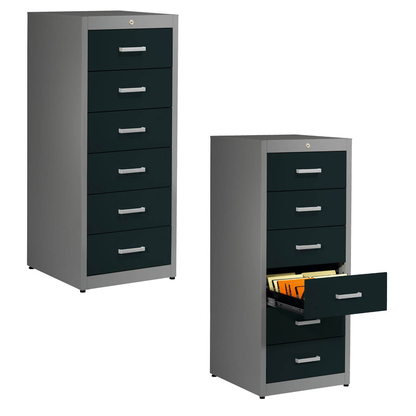 Artikelbild 1 für mauser client entry Karteischrank alu, anthrazitgrau 6 Schubladen 55,2 x 60,0 x 135,0 cm, Artikelnummer 259388