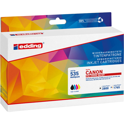 Artikelbild 2 für edding EDD-535 schwarz, cyan, magenta, gelb Druckerpatronen kompatibel zu Canon PGI-2500 XL BK/C/M/Y, 4er-Set, Artikelnummer 346137