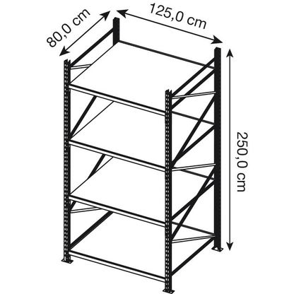 Artikelbild 3 für Manorga Schwerlastregal EPSIVOL ARZ2512804DAOM014 lichtgrau, graphitgrau 125,0 x 80,0 x 250,0 cm, Artikelnummer 884571