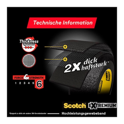 Artikelbild 4 für Scotch Extremium™ Ultra Strength Gewebeband schwarz 48,0 mm x 25,0 m 1 Rolle, Artikelnummer 570909