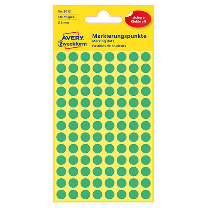 Artikelbild für AVERY Zweckform Klebepunkte 3012 grün Ø 8,0 mm, 416 St., Artikelnummer 712067