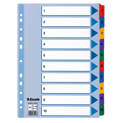 Artikelbild 8 für Esselte Ordnerregister DIN A4 Vollformat 1-10 farbig 10-teilig, 1 Satz, Artikelnummer 352823