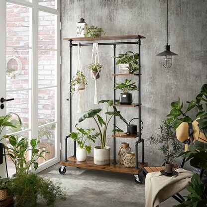 Artikelbild 3 für VASAGLE Rollgarderobe braun Holz 103,5 x 174,5 cm, Artikelnummer 289419