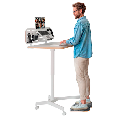 Artikelbild 4 für AKTION: LEITZ Ergo Compact höhenverstellbarer Schreibtisch weiß rechteckig abgerundet, T-Fuß-Gestell weiß 65,0 x 46,0 cm + GRATIS 2x LEITZ Notizbuch DIN A6 kariert, Artikelnummer 718696